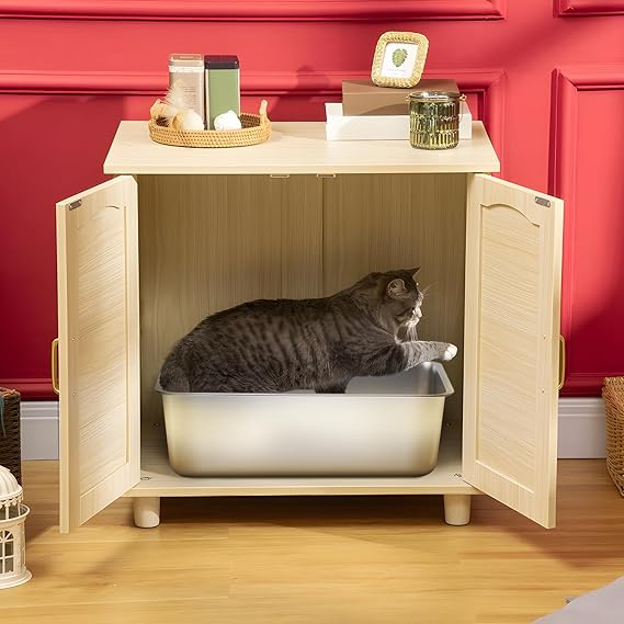 Open High-Sided Stainless Steel Cat Litter Box