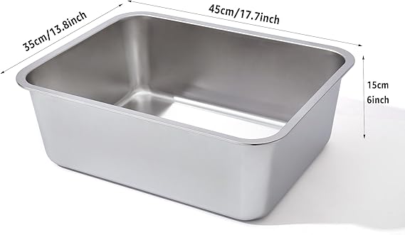 Open High-Sided Stainless Steel Cat Litter Box