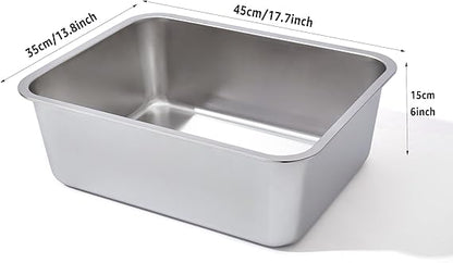 Open High-Sided Stainless Steel Cat Litter Box