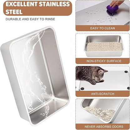 Fully Enclosed Stainless Steel Cat Litter Box with Lid
