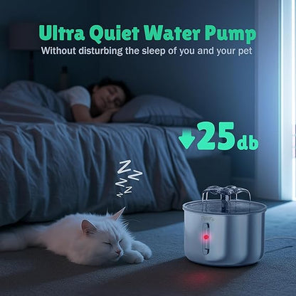 2L Flower Stainless Steel Pet Water Fountain