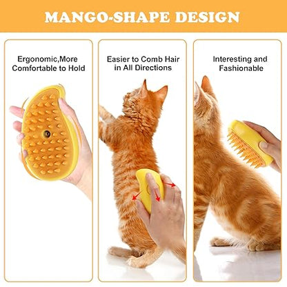 Mango-Shaped Pet Steam Grooming Brush for Cats and Dogs