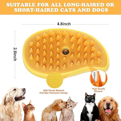 Mango-Shaped Pet Steam Grooming Brush for Cats and Dogs