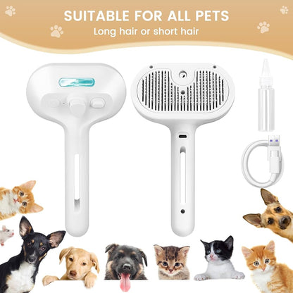Pet Spray Grooming Brush with Transparent Water Reservoir