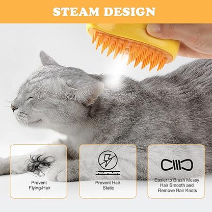 Mango-Shaped Pet Steam Grooming Brush for Cats and Dogs
