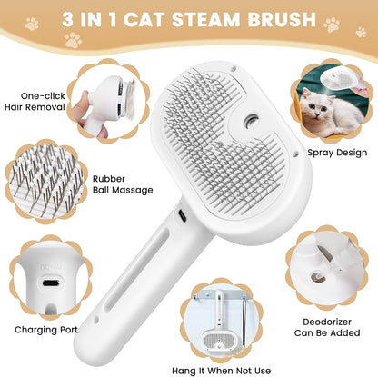 Pet Spray Grooming Brush with Transparent Water Reservoir