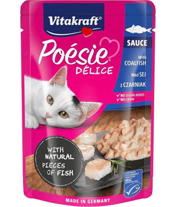 Vitakraft - Poesie Delice, Adult Wet Cat Food With Coal Fish In Gravy - 85g