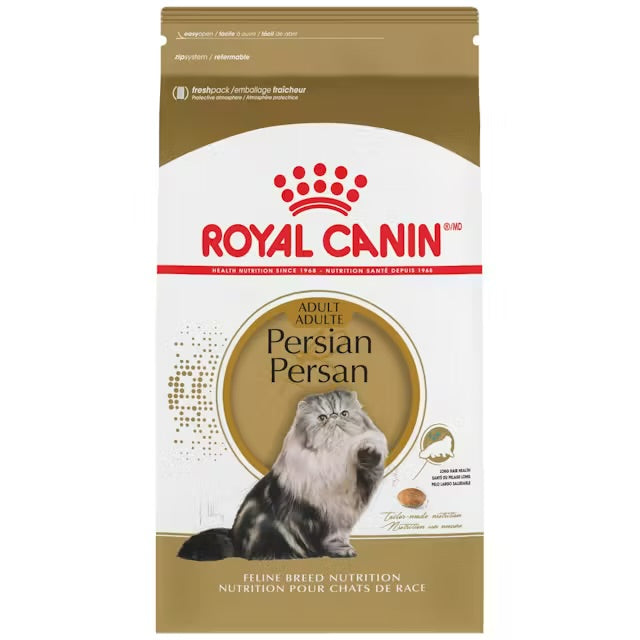 Royal Canin Persian cat food package on a white background
