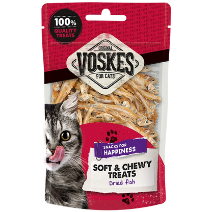 Voskes cat treats packaging with a cat's face on a white background