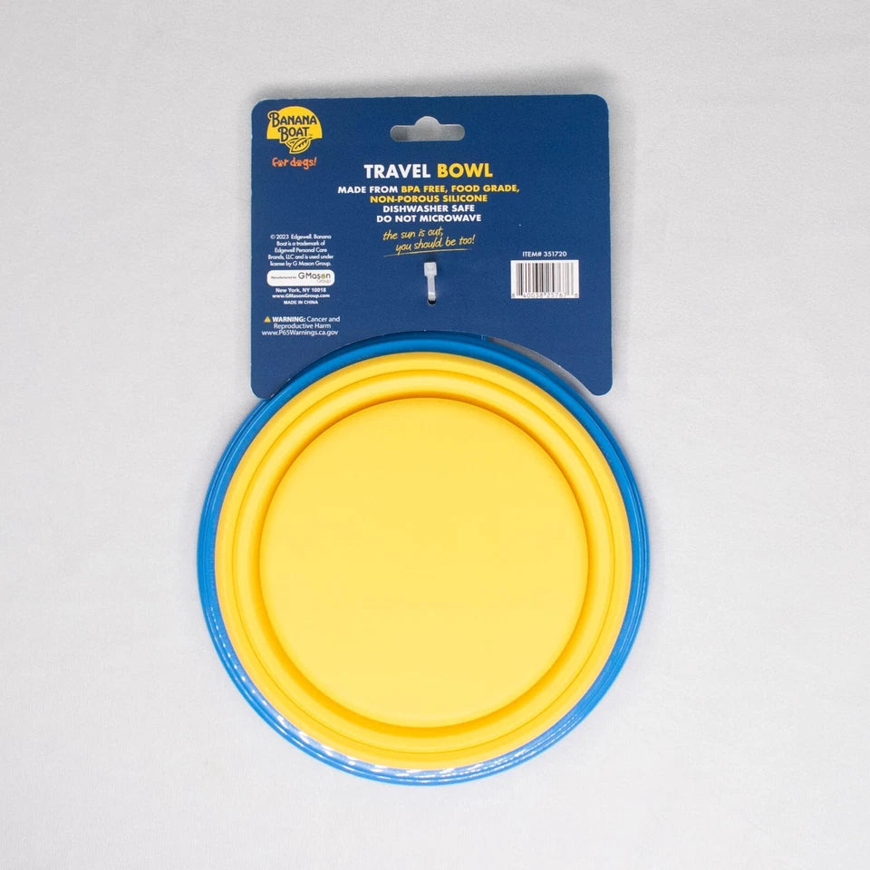 Banana Boat Collapsible Travel Bowl for Dogs with Carabiner, 34 oz